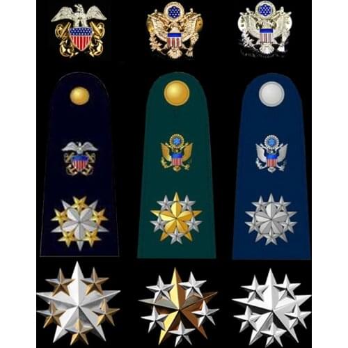 FULL SET UNITED STATES MILITARY US ARMY NAVY SIX STAR SHOULDER GENERAL OFFICER RANK METAL HAT CAP INSIGNIA BADGE PIN EAGLE BADGE