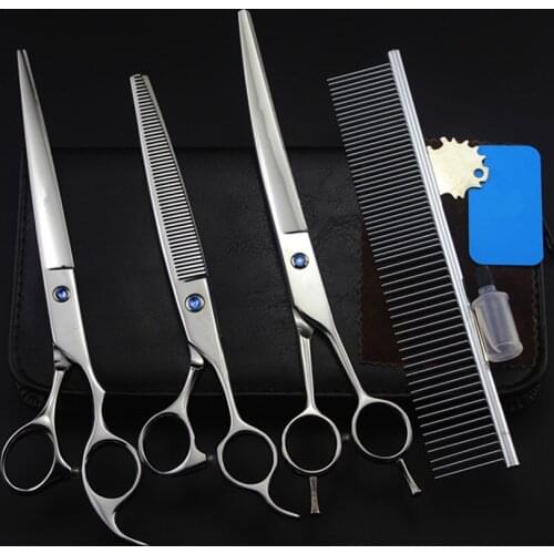 8.0 inch 19cm Professional dog grooming Pet Cat Hair Scissors Hairdressing Cutting Shears Thinning Scissors Hair Styling Tools
