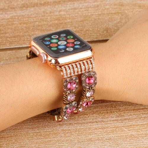 Luxury Diamond bracelet Strap for Apple watch band 38mm 42mm 40mm 44mm Metal Premium gem Strap for iwatch series 1 2 3 4 5 6 SE