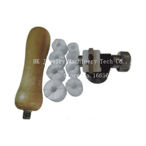 Free Shipping New Inside Ring Holder with 7 Assorted Plastic Sleeves Wood Handle Ring Clamp