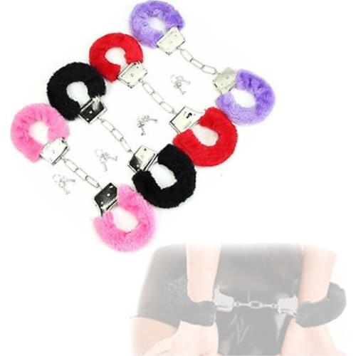 Sex Toys Adjustable Metal Plush Handcuff Ankle Cuff Restraints SM Bondage Restraints Cuffs Fetish Adult Games Sex Bandage 2PCS