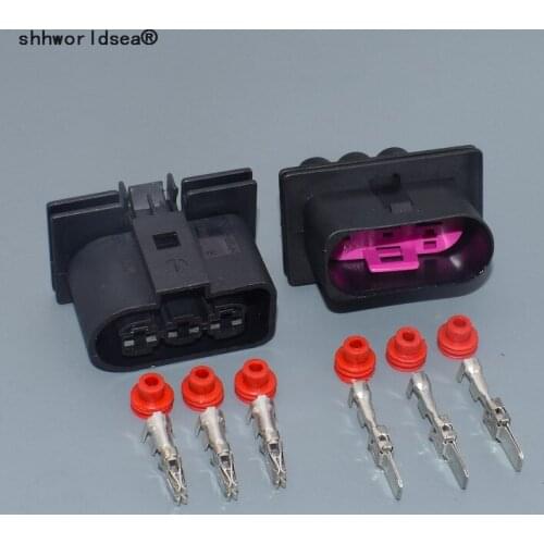 Shhworldsea 3 Pin 6.3mm 1J0 906 443 for Volkswagen Jetta Electronic Fan Plug Radiator Plug Terminal Plug