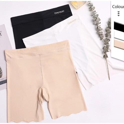 JIAYAN Safety Short Pants Summer Underwear Briefs Women Seamless Shorts Silk Ice Pants Solid High Waist Under Skirt