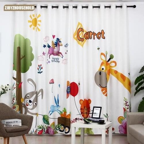 Cute Cartoon CHILDRENS Room Thick Insulated Animal Paradise Curtains for Living Dining Room Bedroom