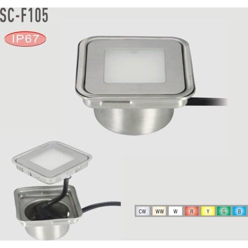 0.6W Stainless Steel LED Inground Lamp DC12V Outdoor Stair Light with Insert Box Set of 20(R G B Y WW CW W RGB)