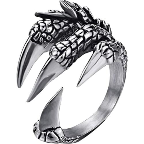 Retro Punk Dragon Claw Rings Opening Resizable Rings Steampunk Hip Hop Personality Finger Rings Cool Mens Jewelry Party Gift