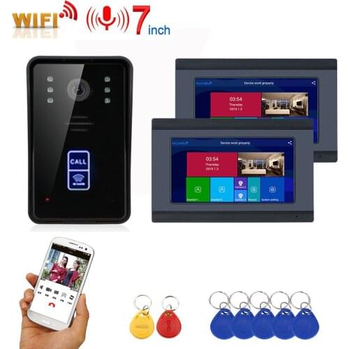 7inch/Wireless Wifi RFID Video Door Phone Doorbell Intercom Entry System with Wired IR-CUT 1080P Wired Camera
