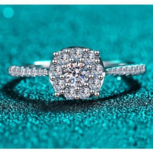 Inbeaut pt950 stamp Excellent Cut 0.2 ct Moissanite Ring 925 Silver Pass Diamond Test Sparkling VVS1 Moissanite Ring for Women