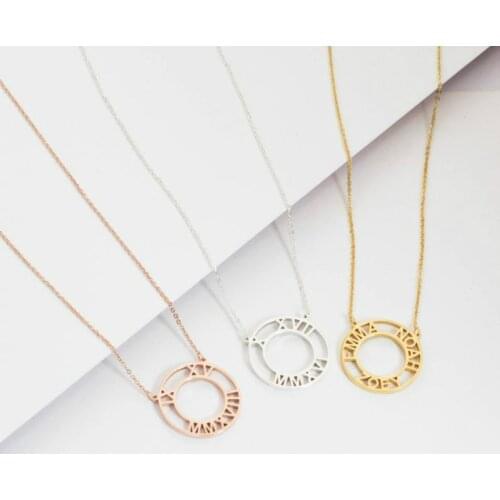 3UMeter Roman Numerals Custom Name Necklace Women Personalized Gift Customized Pendant Stainless Steel Chain Monogram Necklace