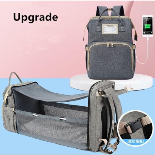 1PCS Portable Diaper Bag Mummy Backapack Folding Baby Bassinet Bed Diaper Changing Pads For Mom Dad 32*23*42cm