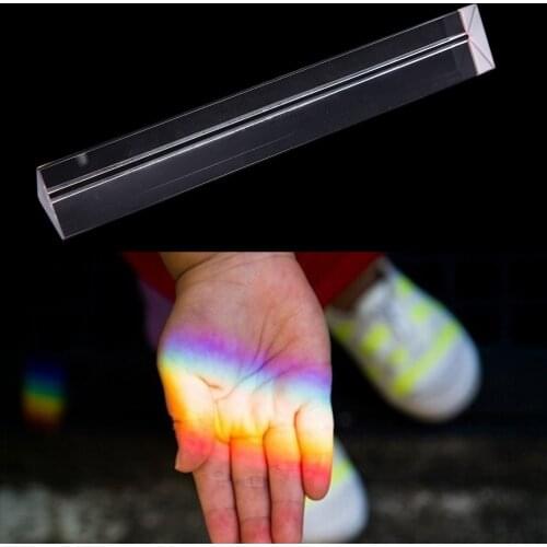 1PCS Triangular Prism Spectrum Rainbow Refracted Light 25x25x80mm Students Present Physics Teaching Optical Prisms Glass