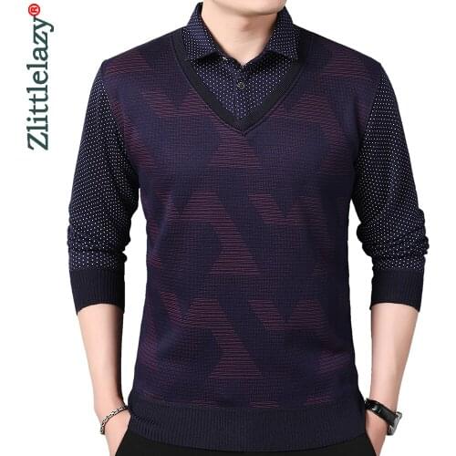2020 winter thick polo tee shirt men casual fashion mens clothing warm polos shirts mens false two slim poloshirt tops 10324