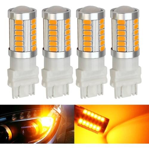 4Pcs/ 3157 T25 3056 3156 3057 Led Reverse Light 33-SMD 3157 Led Turn Brake Light Tail Lamp 12V White RED Amber