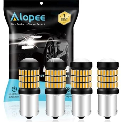 4-Pack 1056 BAU15S PY21W 7507 12496 5009 AK-4014 60 SMD LED Light Car Tail Bulbs Blinker Side Marker Light Amber/Yellow 9-18V DC