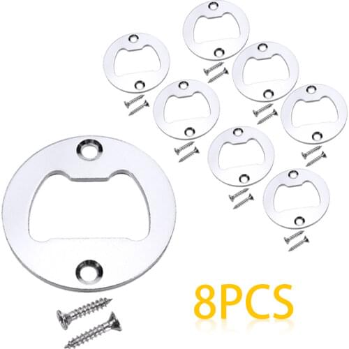 8pieces 40mm Bottle Opener Beer Bottle Opener Inserts with Screws Chrome Iron DIY Wine Soda Cap Catcher Kitchen Accessories