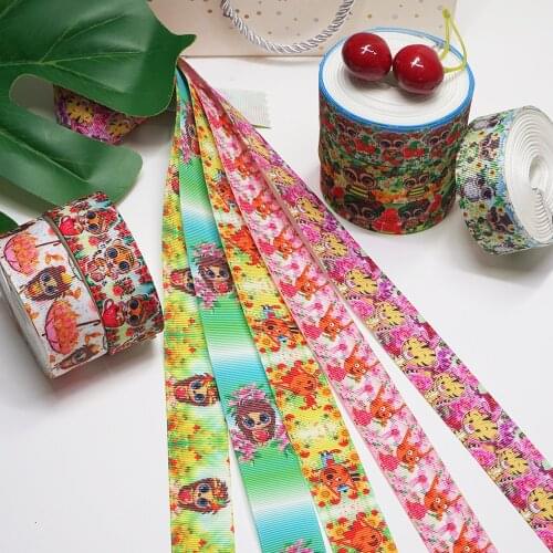 DIY Cartoon Animal Printed Grosgrain Ribbon For Craft Supplies Sewing Accessories 5 Yards. 53961