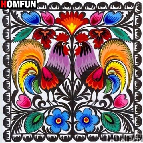 HOMFUN Full Square/Round Drill 5D DIY Diamond Painting "Chicken pattern" 3D Embroidery Cross Stitch 5D Home Decor A14855