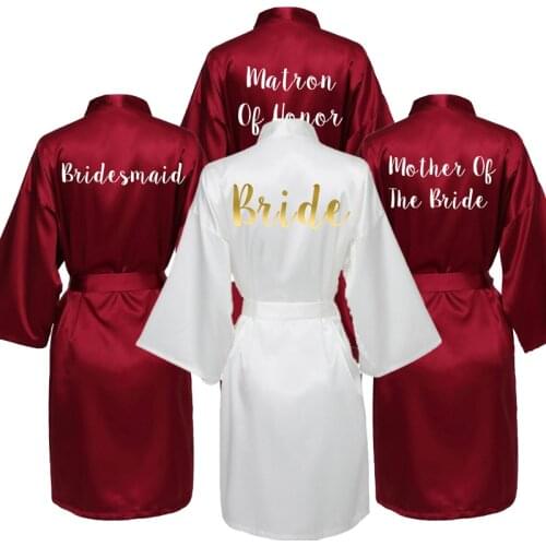 Satin Silk Robes Women Wedding Robe Bride Bridesmaid Robes Dressing Gown Bridal Robe Burgundy Custom Robe