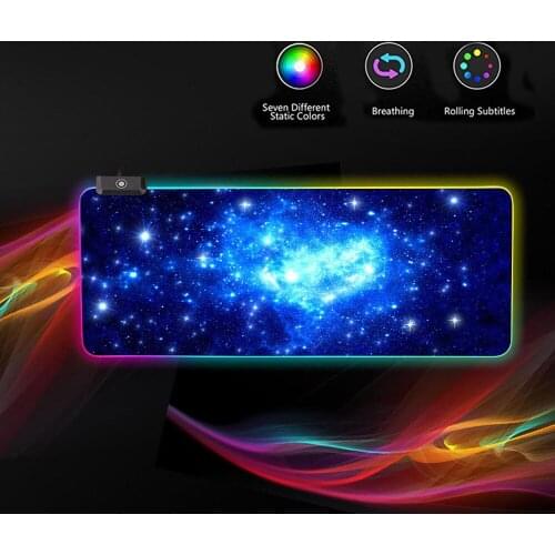 Vococal 800 x 300 x 4mm Large RGB Star Mouse Pad USB Wired LED Lighting Gaming Mousepad for Overwatch Lol Dota 2 Laptop Mice Mat