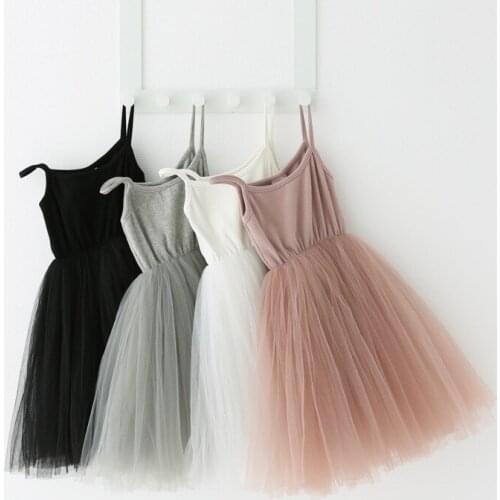 Cheap Items Sale 2019 Summer Girls Strapped Tulles Dress Childrens Cotton Tutu Sleeveless Sundress for Holiday
