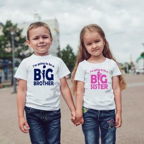 I'm Going To Be A Big Sister/Brother Kids Boys Girls Fashion Announcement T Shirt Funny Short Sleeve Casual White Toddler Tees
