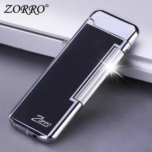 Zorro Inflatable Lighter Ultra-thin Brass Side Pulley Pipe Lighter Creative Personality Trendy Slim Gift For Boyfriend
