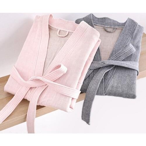 Autumn Winter Gauze Robe 100% Cotton Robe Bath Robe For Men And Women Soft Thick Ventilation Robe Females Casual Home Bathrobe
