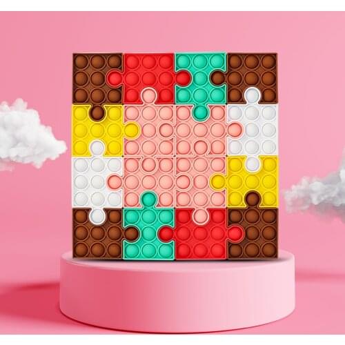 Square Puzzle Push Bubble Rainbow Assembly Press Board Anti-Stress Fidget Toys Kid Adult Stress Reliever Educational Sensory Toy