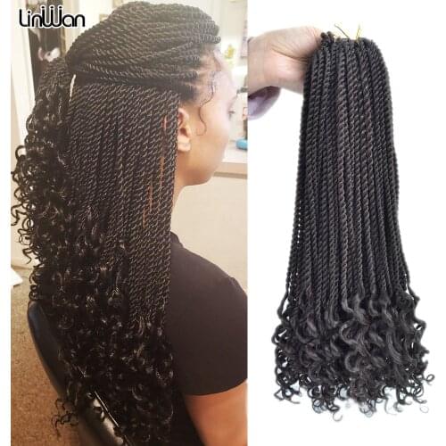 Linwan 18inch Senegalese Twist Crochet Braids Hair Ombre African Curly Ends Synthetic Braiding Hair For Braids Women Fake Hair