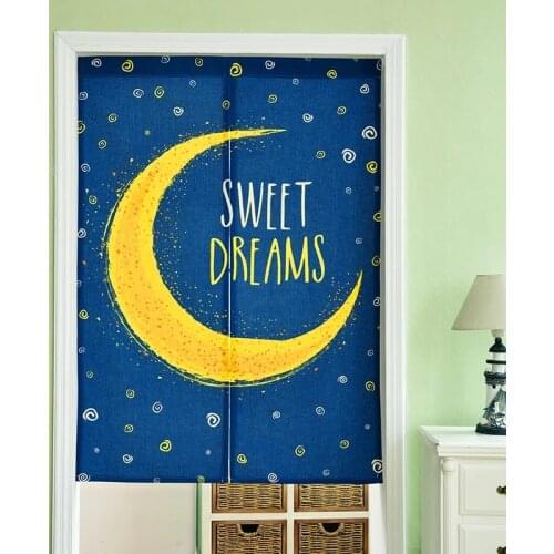 Moon Star Animal Cartoon Pattern Linen Door Curtain Tapestry Childrens Study Room Bedroom Home Decor Kitchen Curtain