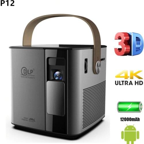 P12 4K 3D mini projector android 9.0 smart proyector build 12000mAh battery 2.4G/5G wifi BT4.2 full hd 1080p video game Beamer
