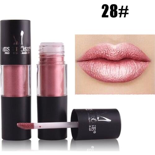 Miss Rose brand makeup metallic lip gloss 12 colors shiny shimmer lip tint waterproof long lasting brown liquid lipstick MS106