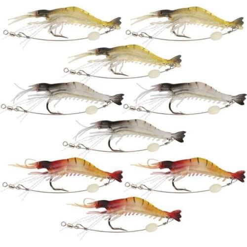 Soft Lures Shrimp Bait Set, Freshwater/Saltwater, Trout Bass Salmon, 9 Piece