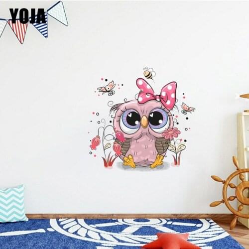 YOJA 52×50.9CM Owl In The Flowers Creative Wall Decor Stickers Personality Home Room Decals 8WS0420