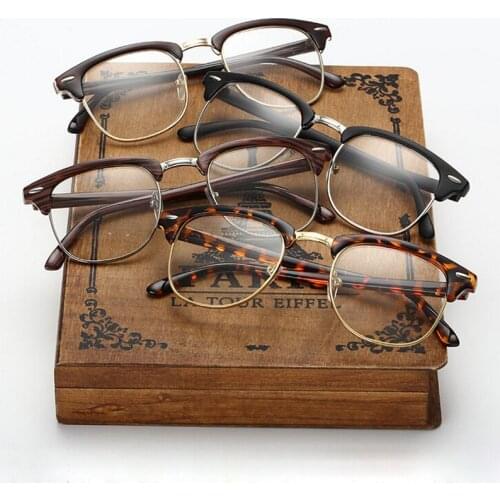 Classic Retro Clear Lens Nerd Frames Glasses myopia Fashion brand designer Men Women Eyeglasses Optics Half frame Metal Eyewear