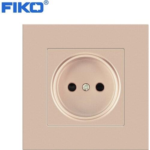 FIKO PC panel Russia EU standard 16A 250V wall electronic socket ,Champagne gold EU Wall Power Socket 86mm*86mm