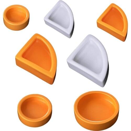 Reptile Water Food Bowl Worm Dish Ceramic Pet Bowls Anti-Escape Mini Reptile Mealworms Bowl for Lizard Bearded Dragon