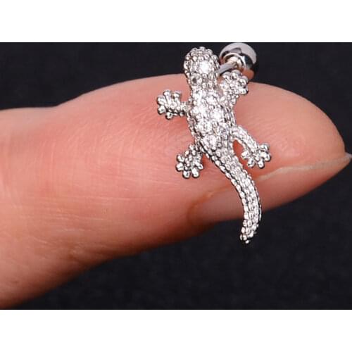 1Pcs Hot Sale Crystal CZ Animal Gecko Cartilage Screw Studs Earring For Women Fashion Simple Flower Butterfly Piercing Jewelry