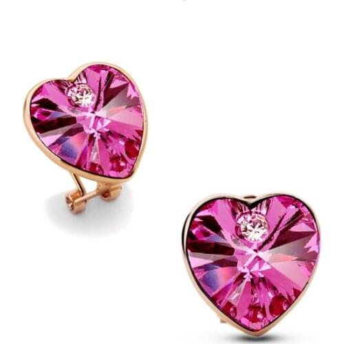 Austrian Crystal Heart Clip Earrings top quality Fashion Jewelry lovers gift promotion charm women party wedding