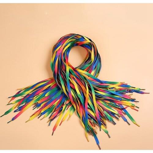 Hot Sell 1 Pair Rainbow Multi-Colors Shoelace Flat Sports Shoe Laces Strings Strap for Sneakers Unisex Rainbow shoelace
