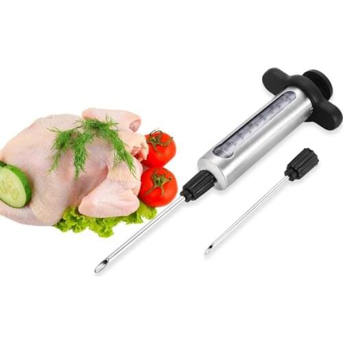 Meat Injector Syringe Turkey Marinade Injector Meat Seasoning Injectors Kitchen Syringes BBQ Tools with 2 Needles