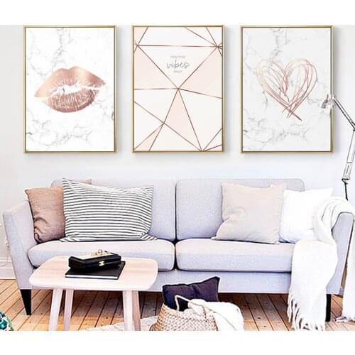 Modern Still Life Nordic Canvas Posters Lovely Romantic Kiss Heart Pink Posters And Prints Wall Art Pictures Home Decoration