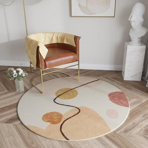 Bubble Kiss Thick Lamb Wool Round Carpets Abstract Lines Bedroom Floor Mat Modern Home Living Room Decorative Bedside Soft Rugs