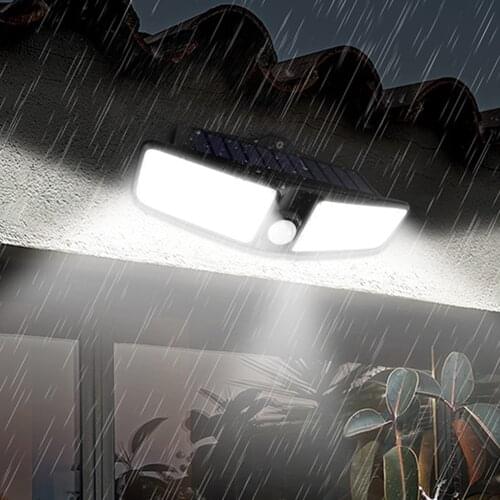 100LED Solar Light Outdoor Solar Wall Lamp Solar Powered Sunlight Waterproof PIR Motion Sensor Light Spotlights for Garden Decor