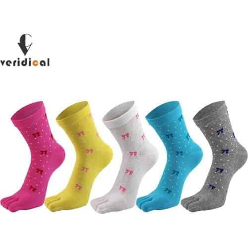VERIDICAL 5 Pairs/Lot Five Finger Socks For Woman Combed Cotton Bowknot Socks With Toes Novelty Breathable Short Socks Brand