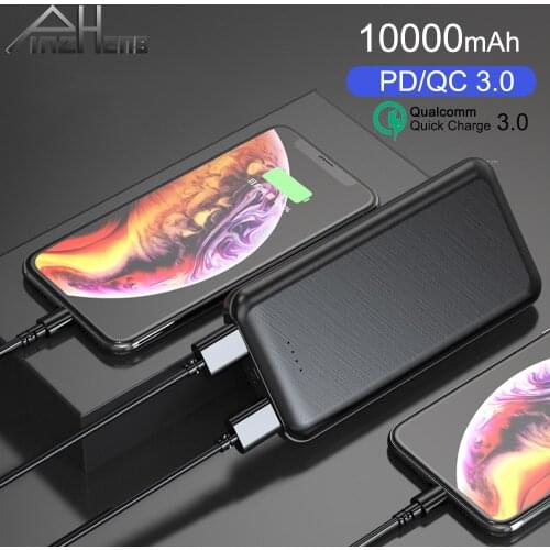 PINZHENG Quick Charger 3.0 Power Bank 10000mAh PD 3.0 Fast 18W Powerbank Portable External Battery Charger For iPhone Xiaomi
