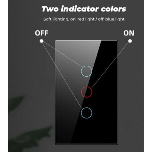 Wire Touch Switch US Standard White Crystal Glass Panel Light Switch 90-250v Switch Wall Lamp Touch Switch 50-60Hz Interruttore