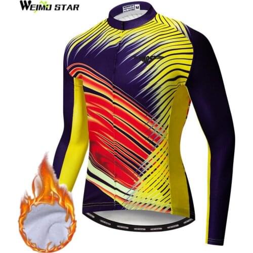 Weimostar Pro Team Cycling Jersey Thermal Fleece Winter Long Sleeve Bicycle Clothing Windproof Racing Sport MTB Bike Jersey