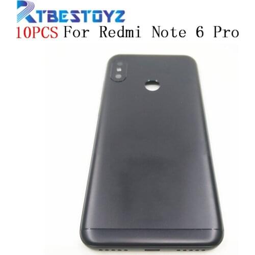 10PCS/lot Door Housing Back Battery Cover + Side Buttons + Camera Flash Lens Replacement For Xiaomi Redmi Note 6 Pro
