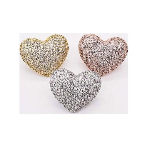 2pcs Cubic Zircon Micro pave heart fixed interlayer clasp clip double connector DIY Jewelry Findings